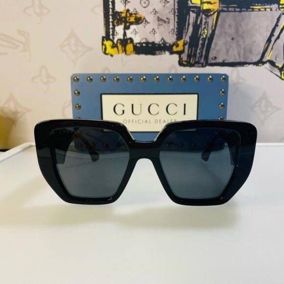 New Gucci Geometric Men’s Women’s Sunglasses GG0956S 003 Black/Gold 54mm main image 10